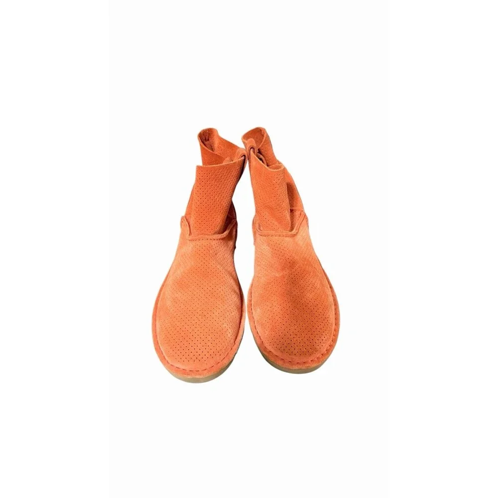 UGG Mini Perforated Boots Unlined Orange Soft Pull On Suede Leather Boots Sz 8